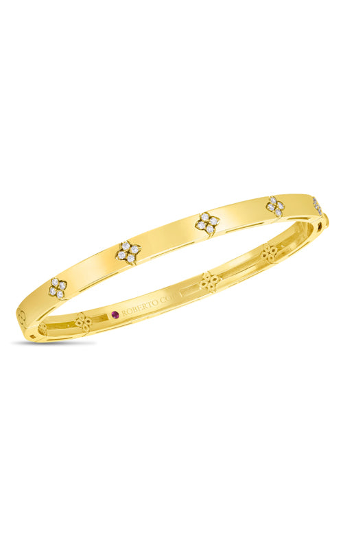 Roberto Coin 18k Yellow Gold Love in Verona .10ctw Round Diamond 48x58 G-H, SI Bangle Bracelet 7773860AYBAX