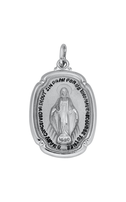 Albert's 14k Sterling Silver 20x28mm Miraculous Medal Necklace with 24" Chain SC233