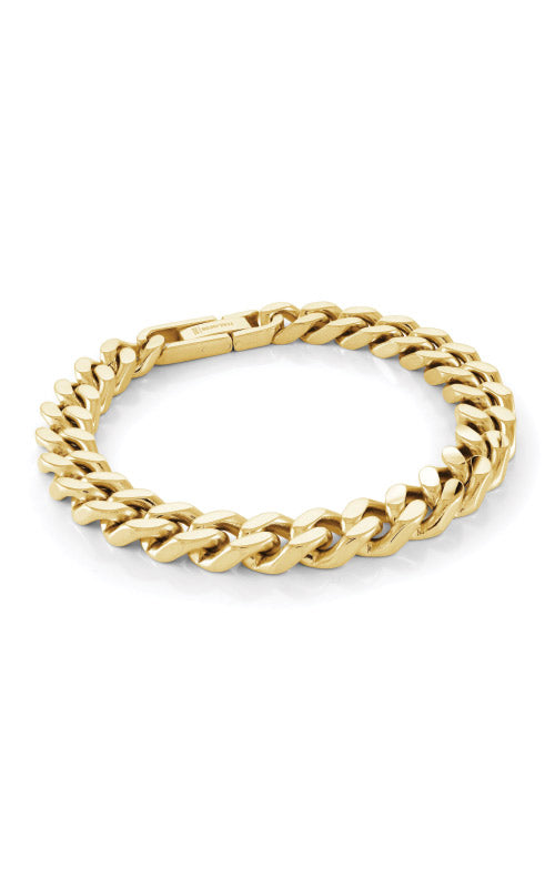 Italgem Stainless Steel Gold Plated 8.5 Inch 9.4mm Curb Chain Bracelet SMB260