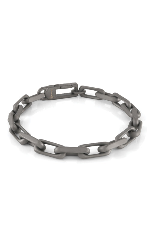 Italgem Stainless Steel Gunmetal 8.25" 7mm Sandblast Oval Link Bracelet SMB690-8.25