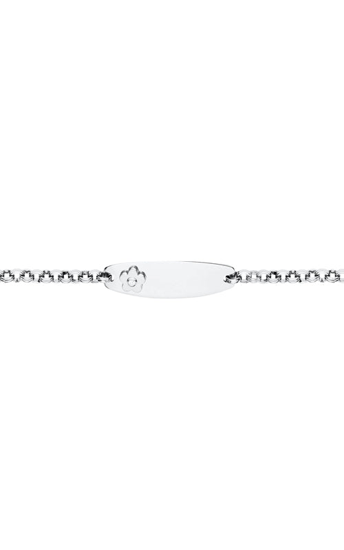 Albert's Kids Sterling Silver 6.25" Flower .01ct Diamond ID Bracelet 3373