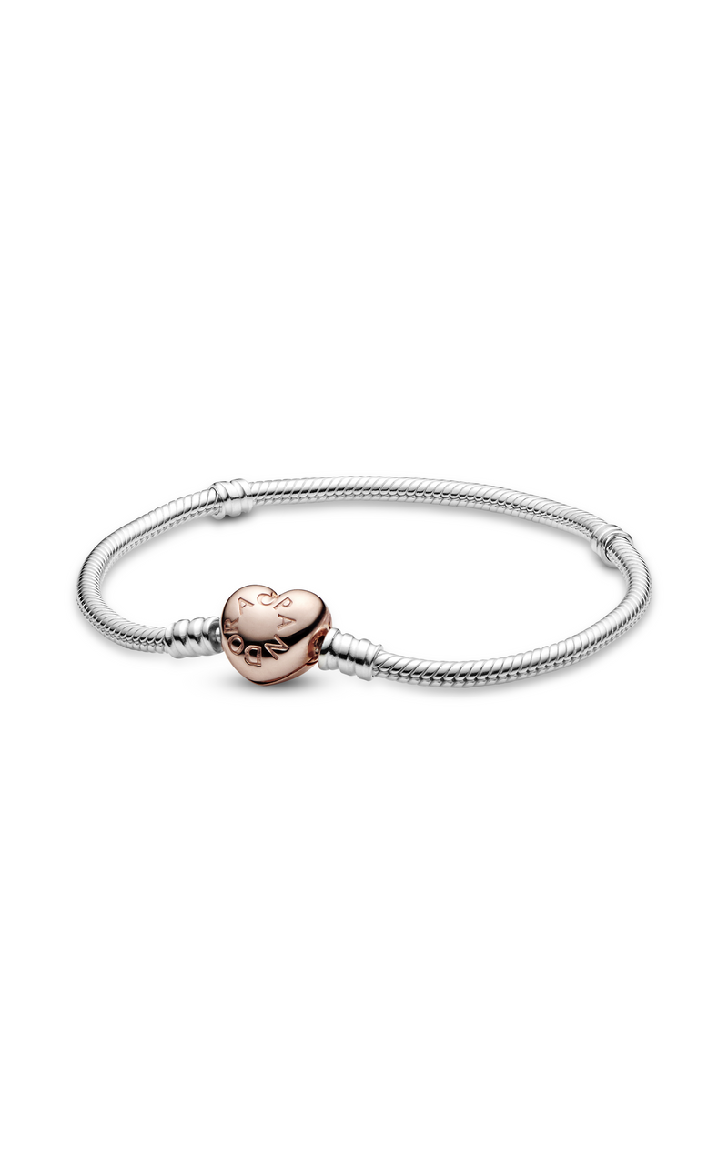 Pandora Moments Heart Clasp Snake Chain Bracelet 580719-16