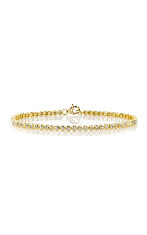 Shy Creation 14k Yellow Gold .64ctw Bezel Tennis Bracelet SC55022469