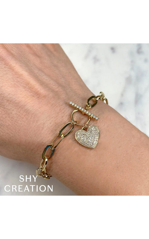 Shy Creation 14K Yellow Gold Diamond Bracelet