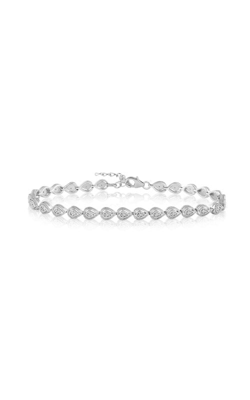 Albert`s Sterling Silver .15ctw Diamond Pear Shaped Bracelet B1565/.15/SS