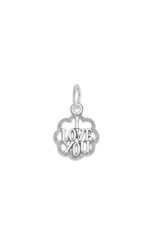 Rembrandt Sterling Silver I Love You with Scalloped Border Charm