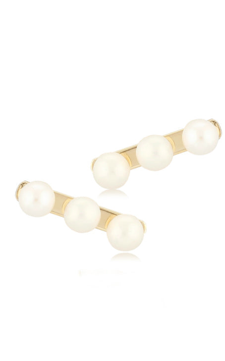 Albert's 14k Yellow Gold and Fresh Water Pearl Bar Stud Earrings 14367FP
