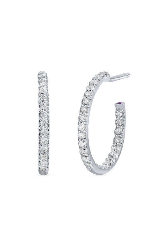 Roberto Coin 18k White Gold 18mm .52ctw Diamond Hoop Earrings 000605AWERX0