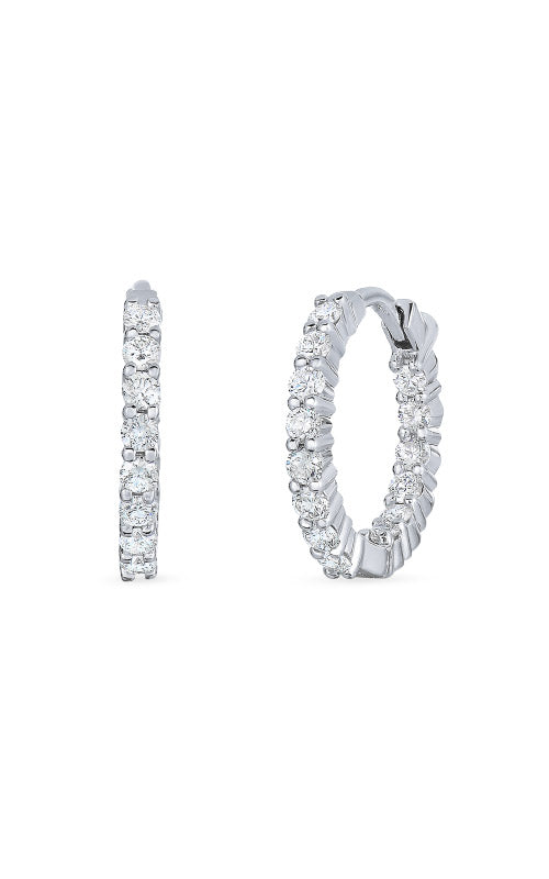 Roberto Coin 18k White Gold .76ctw 16mm Small Diamond Hoop Earrings 001447AWERX0