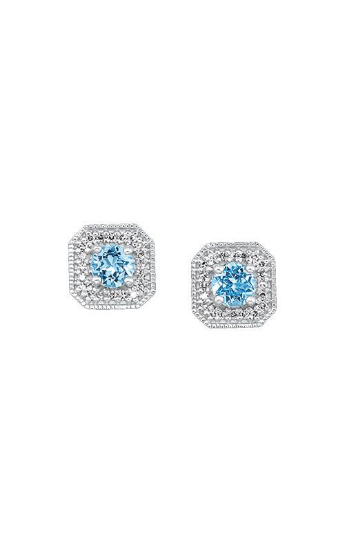 Albert's 10k White Gold .10ct Blue Topaz .63ct Diamond Earrings ER10669-1WSCB