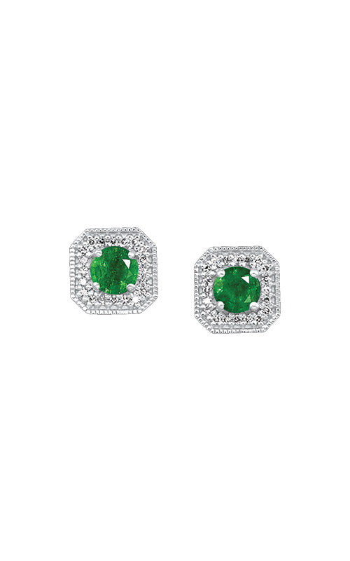 Albert's 10k White Gold .85ctw Emerald and Diamond Stud Earrings ER10669-1WSCCE