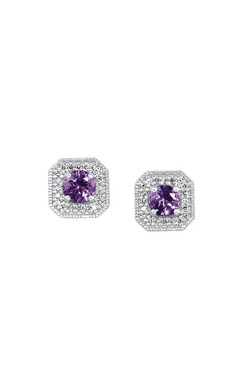 Albert's 10k White Gold .85ctw Amethyst and Diamond Stud Earrings ER10669-1WSCM