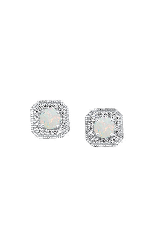 Albert's 10k White Gold .85ctw Opal and Diamond Stud Earrings ER10669-1WSCO