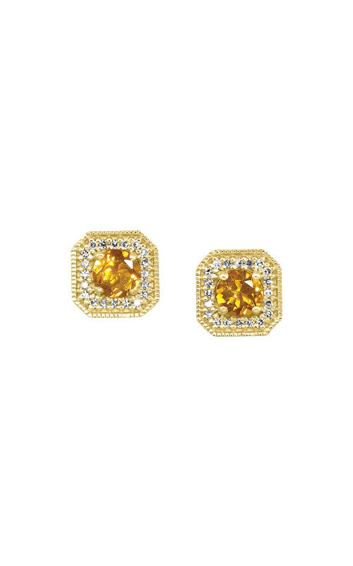 Albert's 10k Yellow Gold .75ct Citrine and .10ct Diamond Stud Earrings ER10669-1YSCC