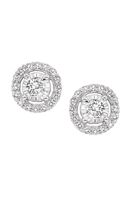 Albert's 14k White Gold .10ctw Diamond Halo Earrings FE4153-10