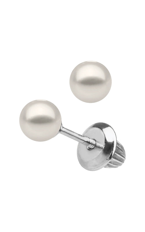 Albert's Kids Sterling Silver 5mm Pearl Safety Back Stud Earrings ES212