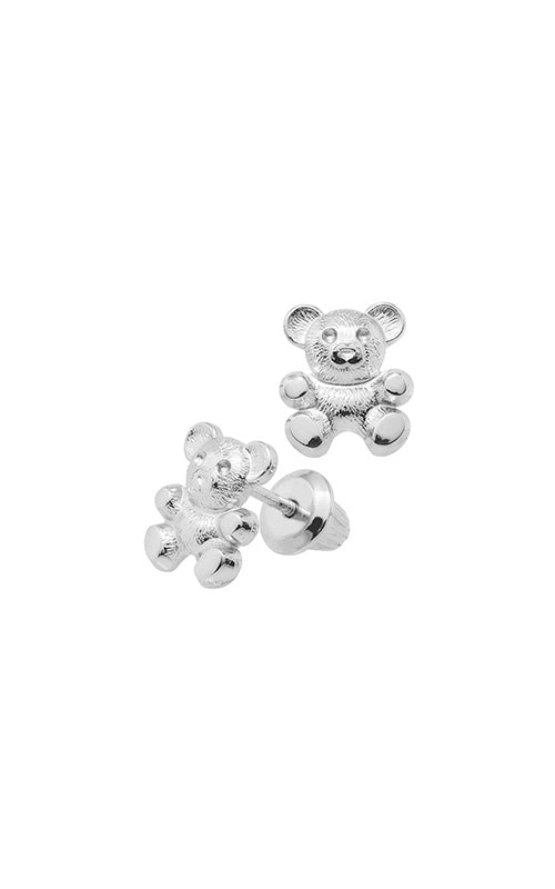 Albert's Kids Sterling Silver 7mm Teddy Bear Safety Back Stud Earrings ES215