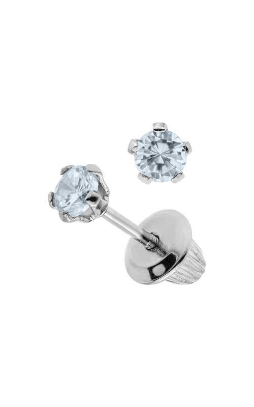 Albert's Kids Sterling Silver April White Topaz 3mm CZ Stud Safety Back Earrings ES38504