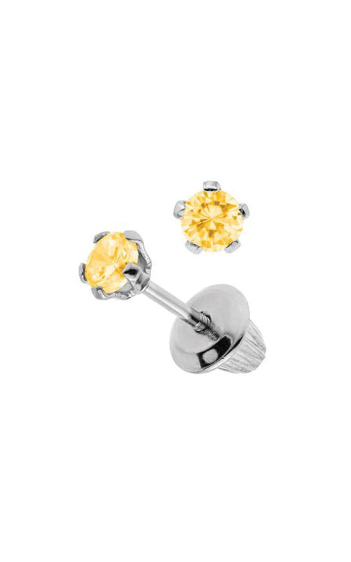 Albert's Kids Sterling Silver Citrine Safety Back Stud Earrings ES38511