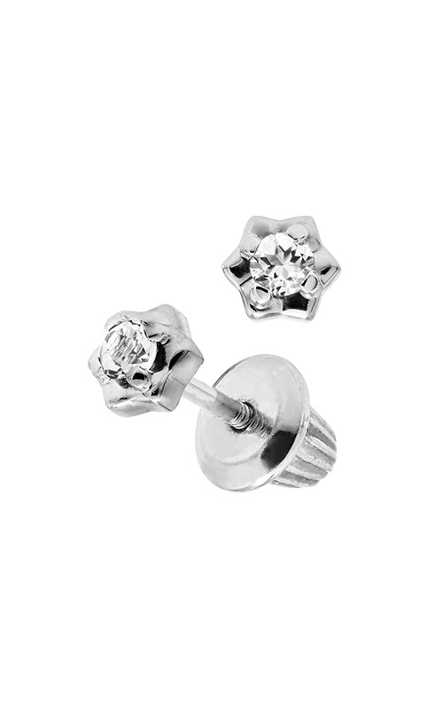 Albert's Kids Sterling Silver .06ctw Diamond Safety Back Stud Earrings ES422