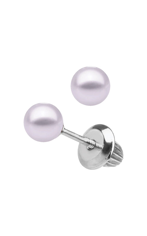 Albert's Kids Sterling Silver 4mm Lavender Pearl Safety Back Stud Earrings ES439
