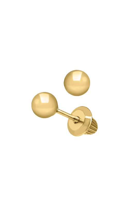 Albert's Kids 14k Yellow Gold 4mm Plain Ball Safety Back Stud Earrings GE221