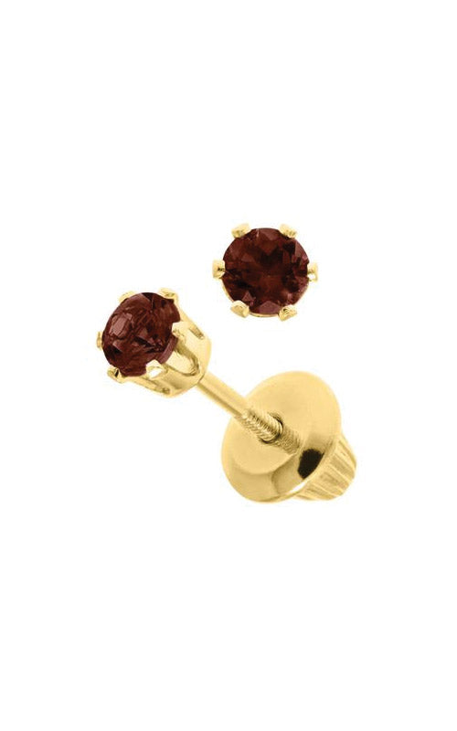 Albert's Kids 14k Yellow Gold Child Garnet Safety Back Stud Earrings GE25001
