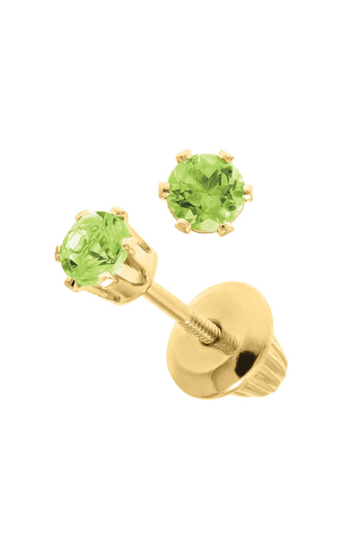 Albert's Kids 14k Yellow Gold 3mm Peridot Safety Back Stud Earrings GE25008