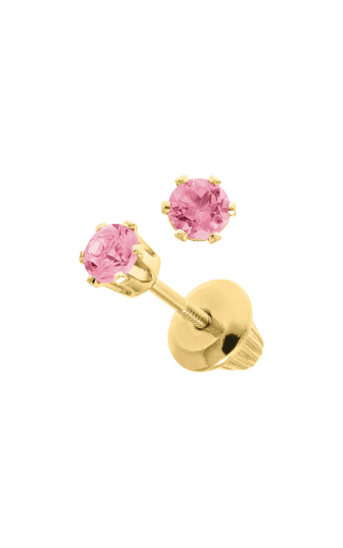 Albert's 14k Yellow Gold Pink Tourmaline Safety Back Stud Earrings GE25010
