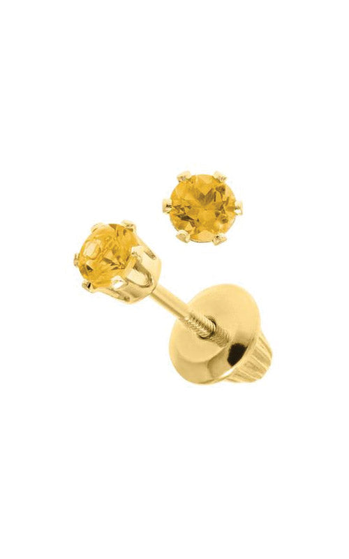 Albert's Kids Citrine 3mm Safety Back Stud Earrings GE25011
