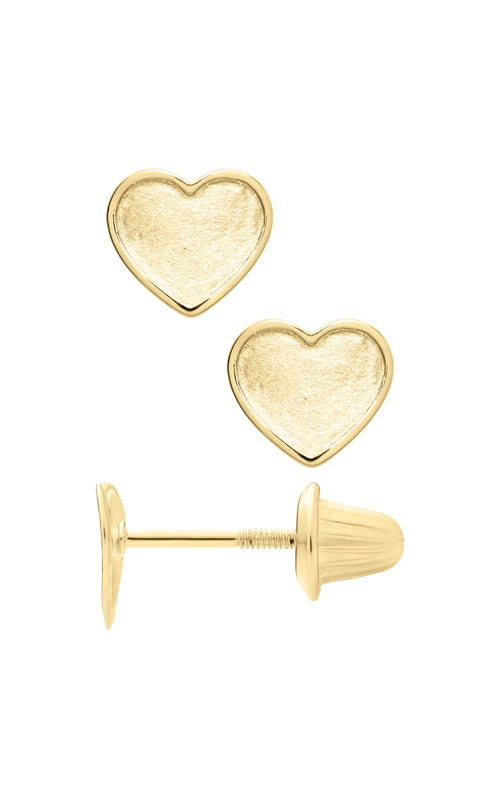 Albert's Kids 14k Yellow Gold Satin Heart Safety Back Stud Earrings GE499