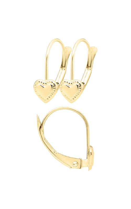 Albert's Kids 14k Yellow Gold Leverback Heart Earrings GE910