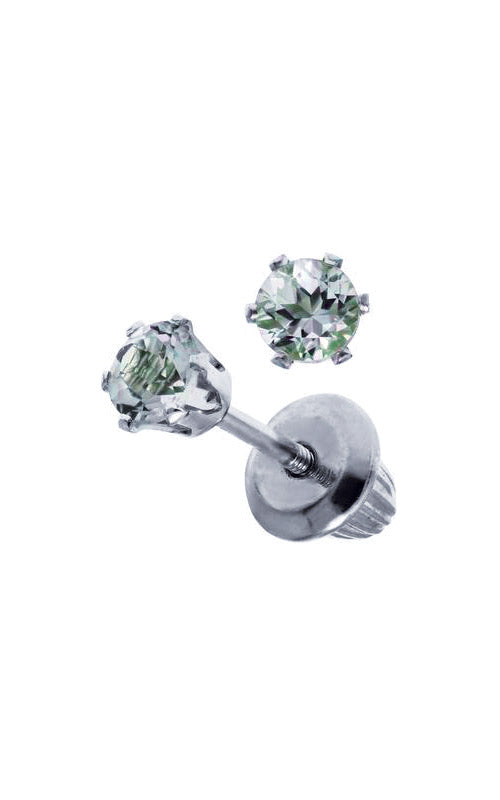 Albert's Kids 14k White Gold 3mm Aquamarine Safety Back Stud Earrings GEW25003