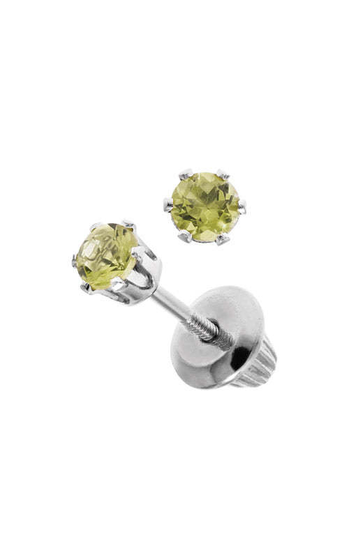 Albert's Kids 14k White Gold 3mm Peridot Safety Back Stud Earrings GEW25008