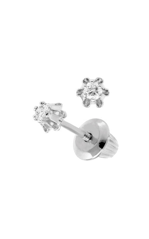 Albert's Kids 14k White Gold .08ctw Diamond Safety Back Stud Earrings GEW293