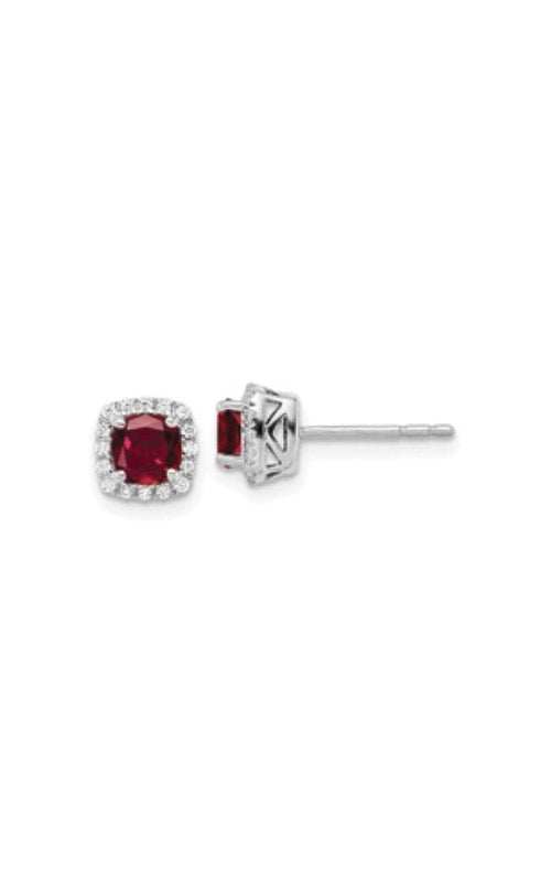 Albert`s 10k White Gold Created Ruby and Diamond Earrings EM8582-CR-0WAS43