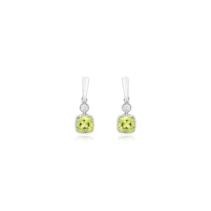 Albert's 14k White Gold .32ctw Peridot and .03ct Round Diamond Drop Earrings WH1853X