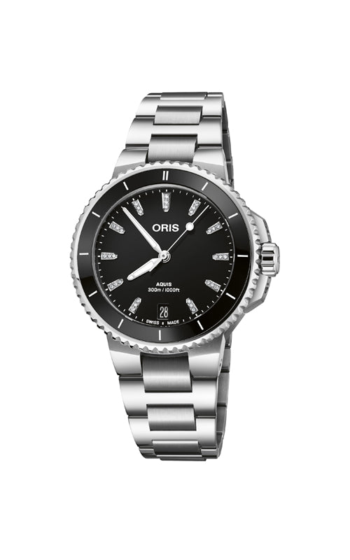 Oris Aquis Date Diamonds Black Automatic Watch 01 733 7792 4194-07 8 19 05P