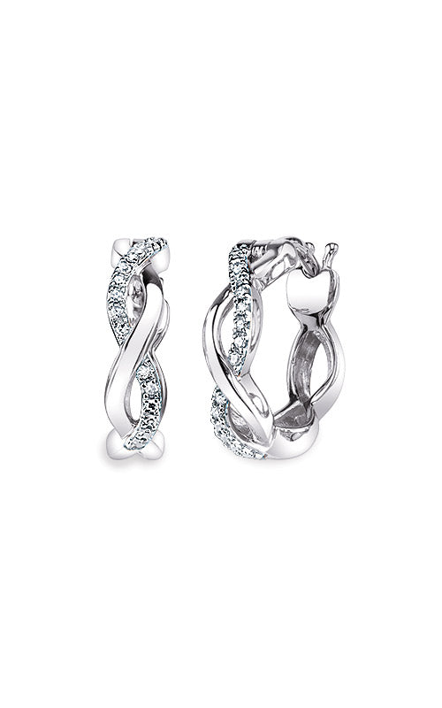 Albert's Hoop 10K White Gold Diamond Earring