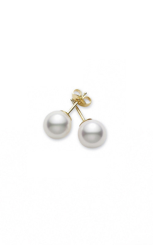 Mikimoto 18k Yellow Gold 7-7.5mm A Akoya Cultured Pearl Stud Earrings PES 701 K
