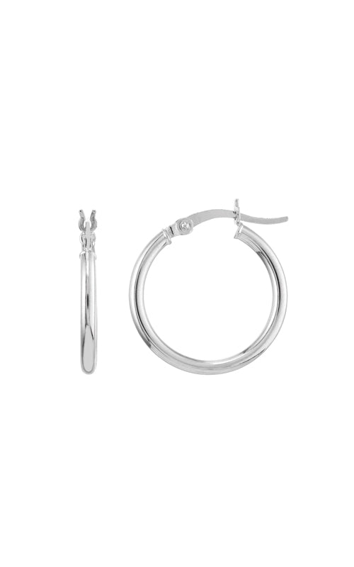 Albert's 14k White Gold 2x20mm Round Tube Hoop Earrings TM001735-14B