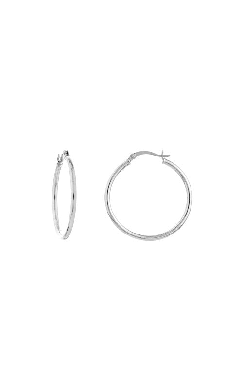 Albert's 14k White Gold 2x30mm Round Tube Hoop Earrings TM001737-14B
