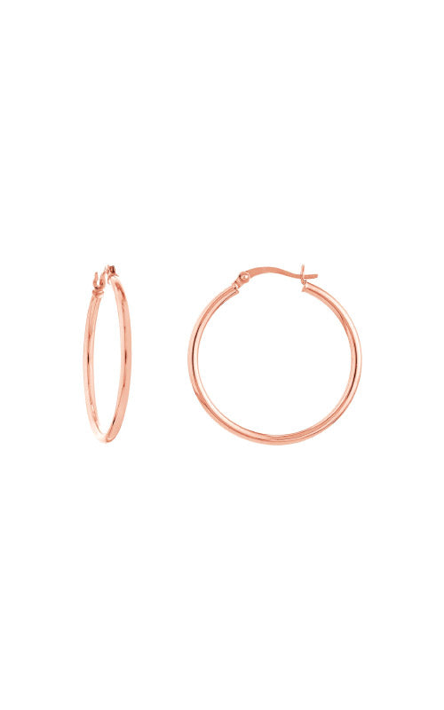 Albert's 14k Rose Gold 2x30mm Round Tube Hoop Earrings TM001737-14K