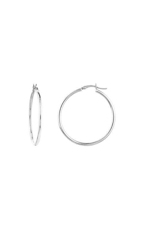 Albert's 14k White Gold 2x35mm Round Tube Hoop Earrings TM001738-14B