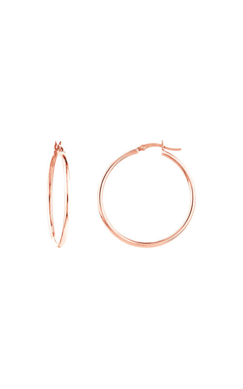 Albert's 14k Rose Gold 2x35mm Round Tube Hoop Earrings TM001738-14K