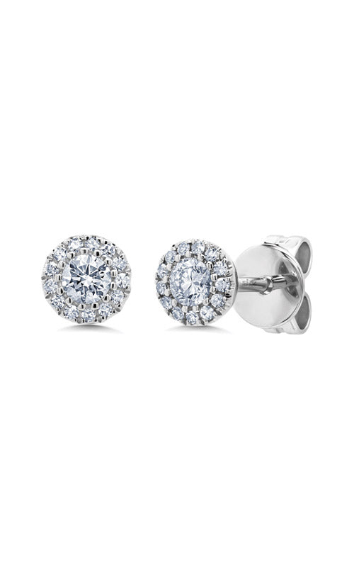 Shy Creation 14k White Gold .24ctw Diamond Halo Earrings SC55002599