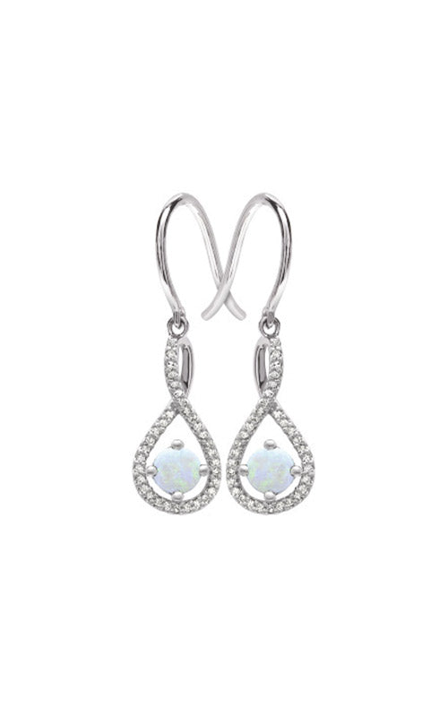 Albert's Sterling Silver Diamond Opal Earrings E6232-OPAL-SS