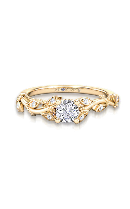 Lovestodia Promise Round 14K Yellow Gold Engagement Ring