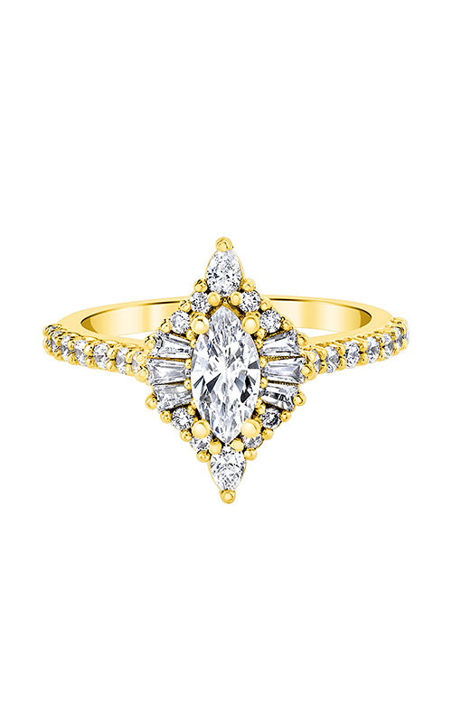 Love Story Halo Marquise 14K Yellow Gold Engagement Ring