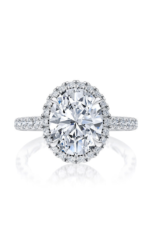 A.JAFFE 18k White Gold .44 ctw Diamond Oval Halo Semi-Mount MECOV2920Q/342B